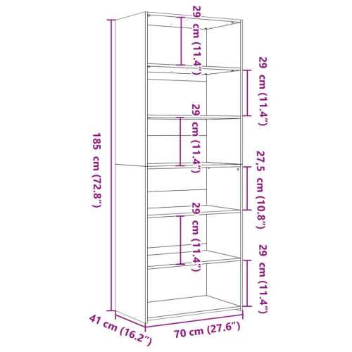 Visoka komoda dimljeni hrast 70x41x185 cm od konstruiranog drva - Dimljeni hrast 1 Cijena