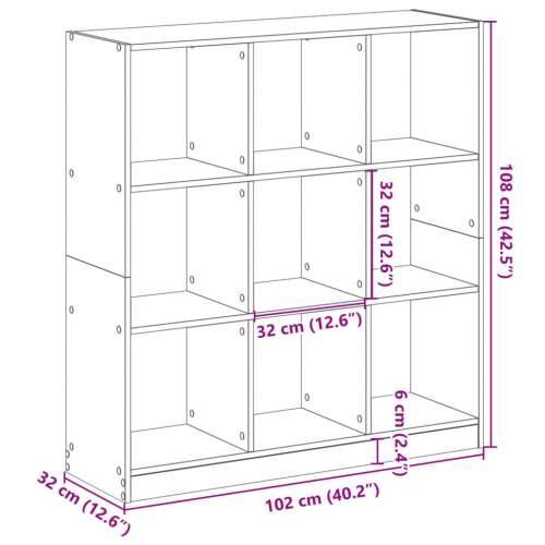 Regal za knjige boja hrasta 102 x 32 x 108 cm konstruirano drvo - Sivi hrast sonoma 1 108 cm 102 cm Cijena