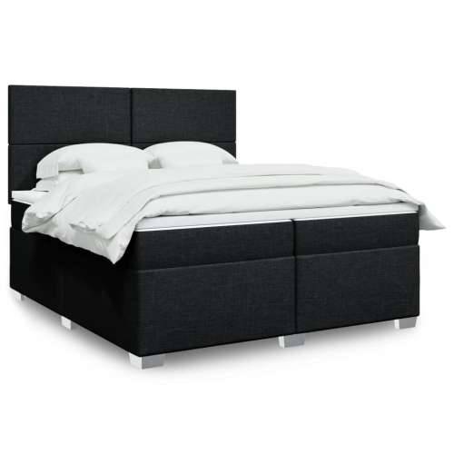 Krevet s oprugama i madracem crni 200x200 cm od tkanine - Crna 200 x 200 cm Gladak dizajn Cijena