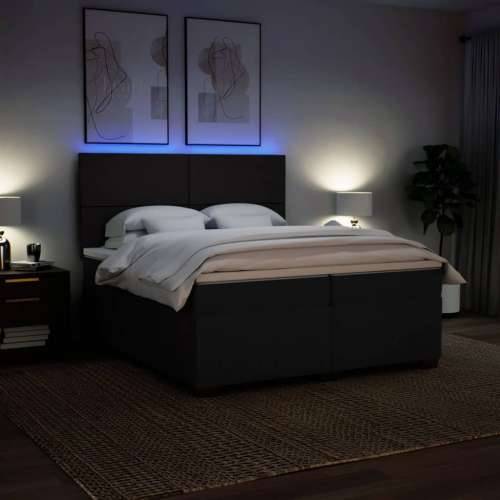 Krevet s oprugama i madracem crni 200x200 cm od tkanine - Crna 200 x 200 cm Gladak dizajn Cijena