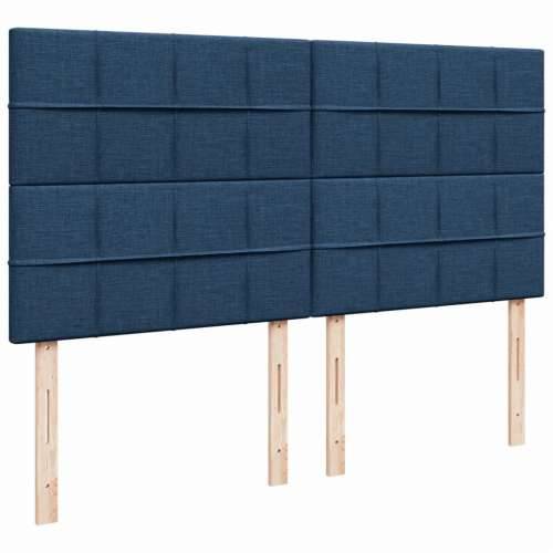 Krevet s oprugama i madracem plavi 200 x 200 cm od tkanine - Plava 200 x 200 cm Blok s kvadratima Cijena