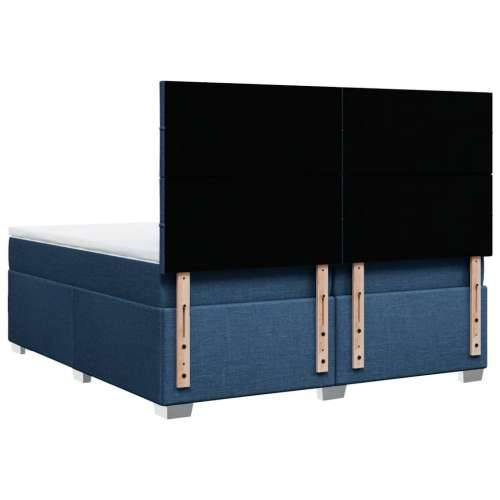 Krevet s oprugama i madracem plavi 200 x 200 cm od tkanine - Plava 200 x 200 cm Blok s kvadratima Cijena