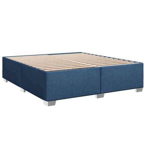 Krevet s oprugama i madracem plavi 200 x 200 cm od tkanine - Plava 200 x 200 cm Dizajn s gumbima Cijena