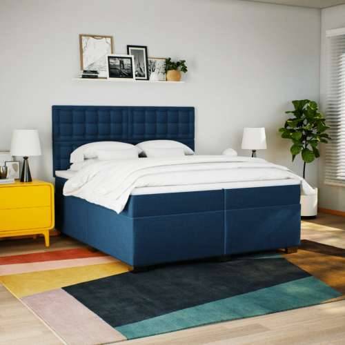 Krevet s oprugama i madracem plavi 200 x 200 cm od tkanine - Plava 200 x 200 cm gumbi Cijena