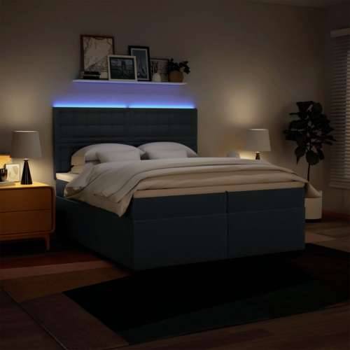 Krevet s oprugama i madracem plavi 200 x 200 cm od tkanine - Plava 200 x 200 cm gumbi Cijena