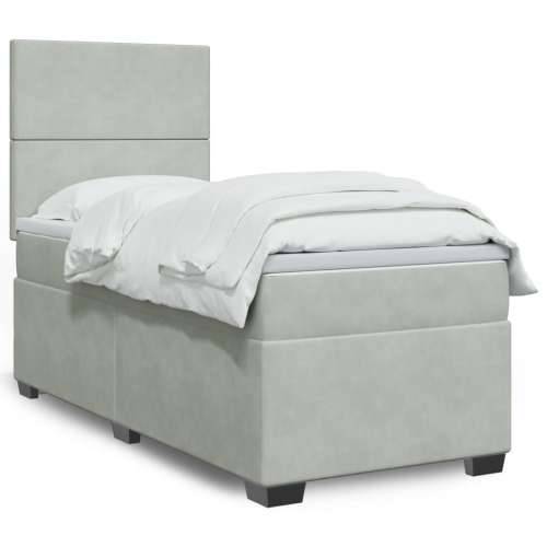 Box spring krevet s madracem svjetlosivi 80 x 200 cm baršunasti - Svjetlosiva 80 x 200 cm Gladak dizajn Cijena