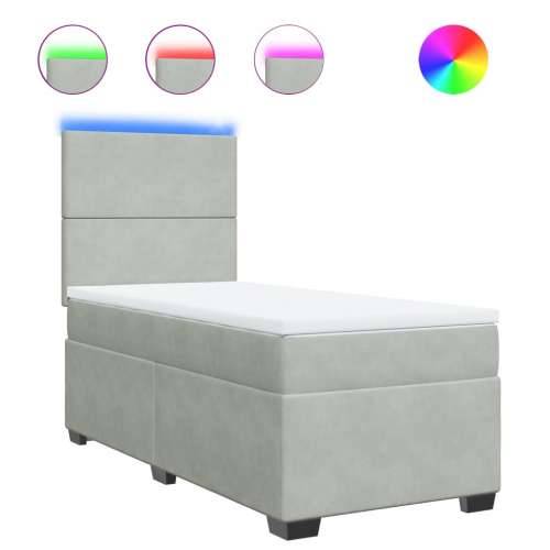 Box spring krevet s madracem svjetlosivi 80 x 200 cm baršunasti - Svjetlosiva 80 x 200 cm Gladak dizajn Cijena