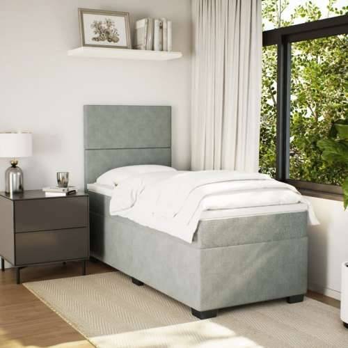 Box spring krevet s madracem svjetlosivi 80 x 200 cm baršunasti - Svjetlosiva 80 x 200 cm Gladak dizajn Cijena