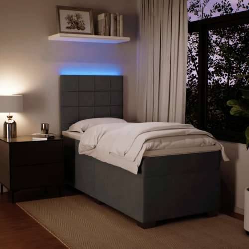 Box spring krevet s madracem tamnosivi 80 x 200 cm baršunasti Tamno siva 80 x 200 cm Blok s kvadratima Cijena