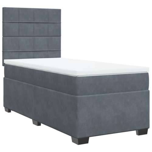 Box spring krevet s madracem tamnosivi 80 x 200 cm baršunasti Tamno siva 80 x 200 cm Blok s kvadratima Cijena