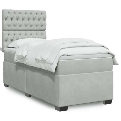 Box spring krevet s madracem svjetlosivi 80 x 200 cm baršunasti - Svjetlosiva 80 x 200 cm Dizajn s gumbima Cijena