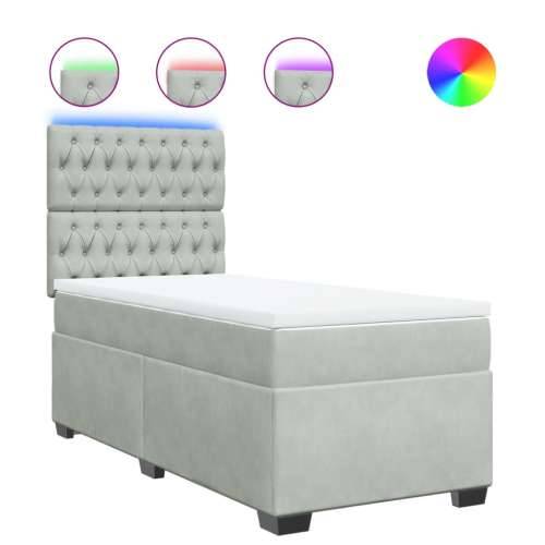 Box spring krevet s madracem svjetlosivi 80 x 200 cm baršunasti - Svjetlosiva 80 x 200 cm Dizajn s gumbima Cijena