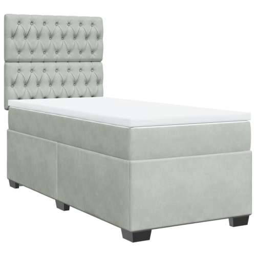 Box spring krevet s madracem svjetlosivi 80 x 200 cm baršunasti - Svjetlosiva 80 x 200 cm Dizajn s gumbima Cijena
