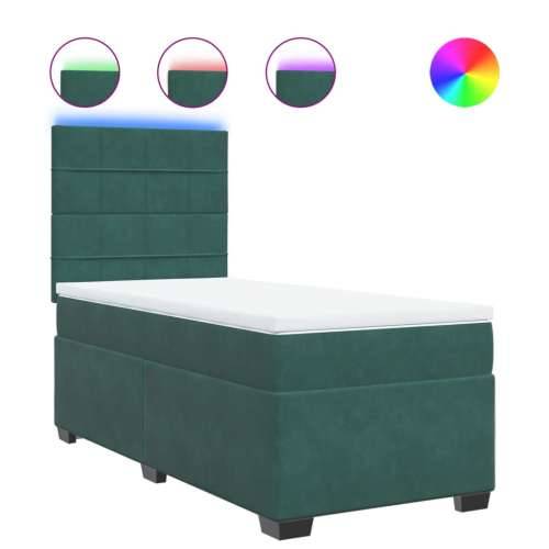Box spring krevet s madracem tamnozeleni 90x190 cm baršunasti - Tamnozelena 90 x 190 cm Blok s kvadratima Cijena