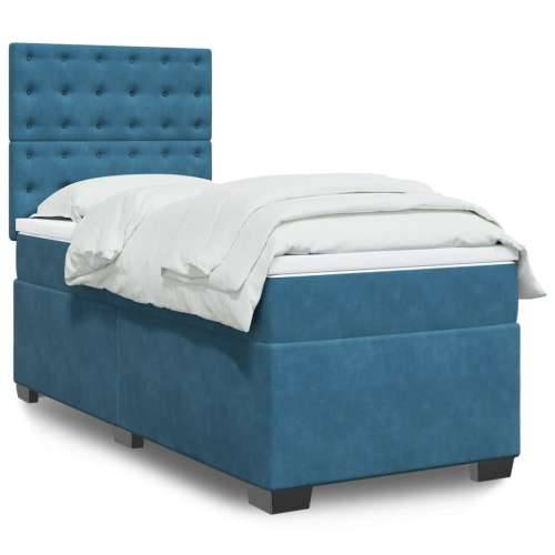 Box spring krevet s madracem plavi 90x200 cm baršunasti Plava 90 x 200 cm gumbi Cijena