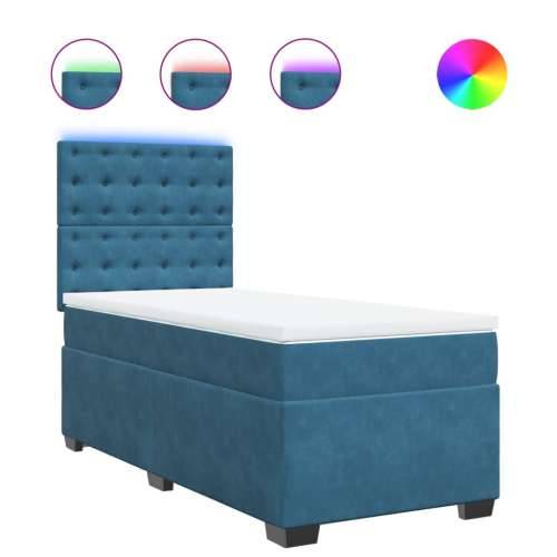 Box spring krevet s madracem plavi 90x200 cm baršunasti Plava 90 x 200 cm gumbi Cijena