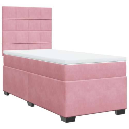 Box spring krevet s madracem ružičasti 100x200 cm baršunasti Ružičasta 100 x 200 cm Blok s kvadratima Cijena