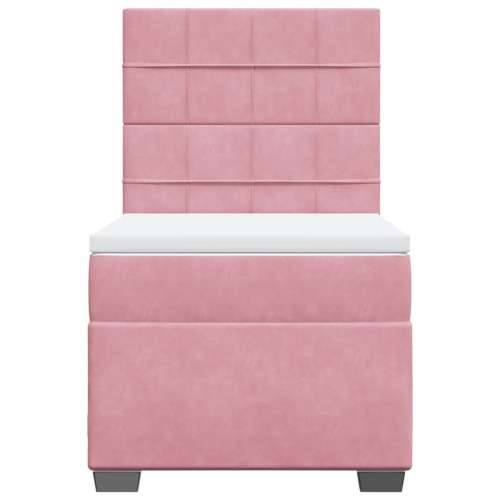 Box spring krevet s madracem ružičasti 100x200 cm baršunasti Ružičasta 100 x 200 cm Blok s kvadratima Cijena