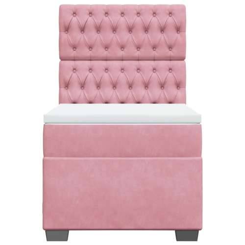 Box spring krevet s madracem ružičasti 100x200 cm baršunasti - Ružičasta 100 x 200 cm Dizajn s gumbima Cijena