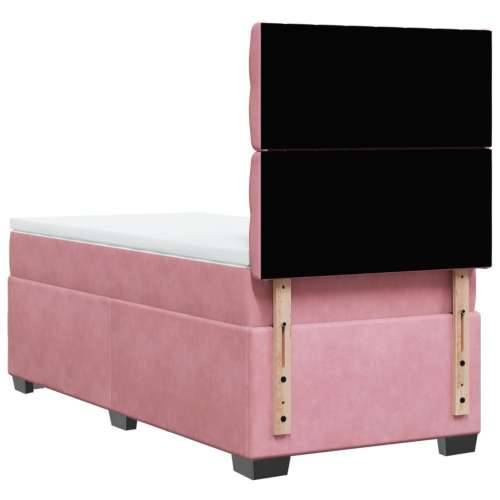 Box spring krevet s madracem ružičasti 100x200 cm baršunasti - Ružičasta 100 x 200 cm Dizajn s gumbima Cijena