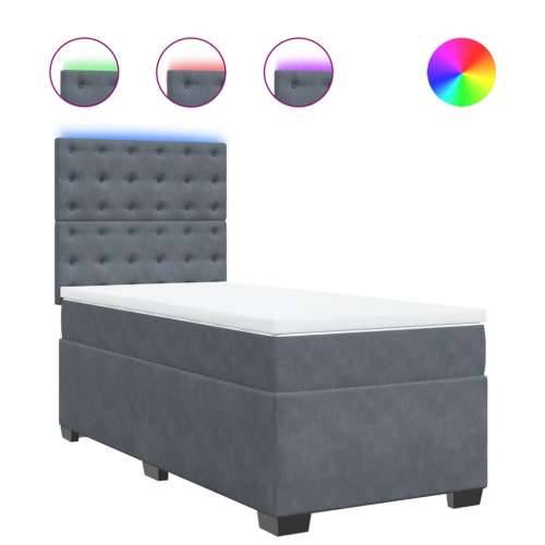 Box spring krevet s madracem tamnosivi 100x200 cm baršunasti - Tamno siva 100 x 200 cm gumbi Cijena