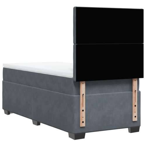 Box spring krevet s madracem tamnosivi 100x200 cm baršunasti - Tamno siva 100 x 200 cm gumbi Cijena