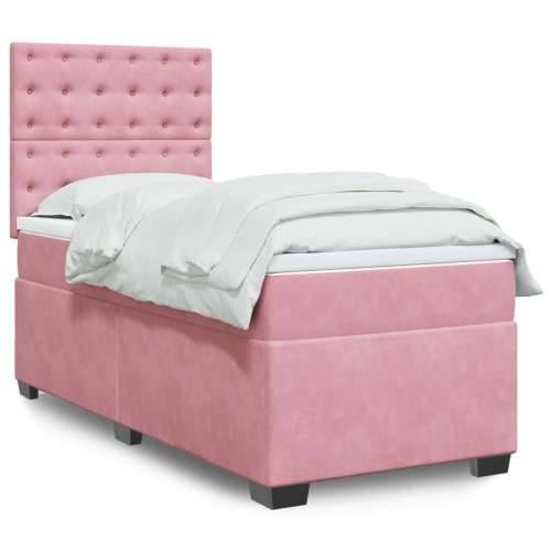 Box spring krevet s madracem ružičasti 100x200 cm baršunasti - Ružičasta 100 x 200 cm gumbi Cijena