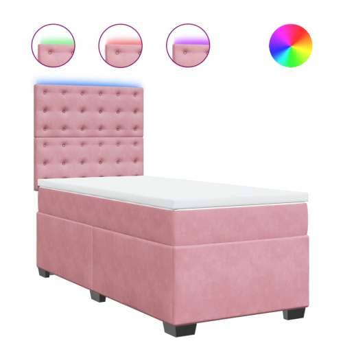 Box spring krevet s madracem ružičasti 100x200 cm baršunasti - Ružičasta 100 x 200 cm gumbi Cijena