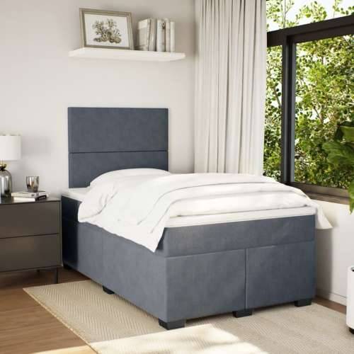 Krevet box spring s madracem tamnosivi 120 x 190 cm baršun - Tamno siva 120 x 190 cm Gladak dizajn Cijena