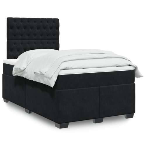 Krevet box spring s madracem crni 120 x 190 cm baršunasti - Crna 120 x 190 cm Dizajn s gumbima Cijena