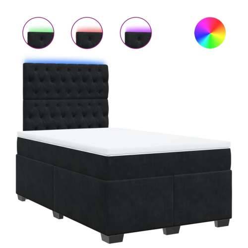 Krevet box spring s madracem crni 120 x 190 cm baršunasti - Crna 120 x 190 cm Dizajn s gumbima Cijena