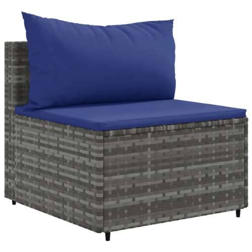 Vrtna garnitura - 10-dijelni set vrtnih sofa od poliratana s jastucima sivi - Siva i plava 9 Cijena