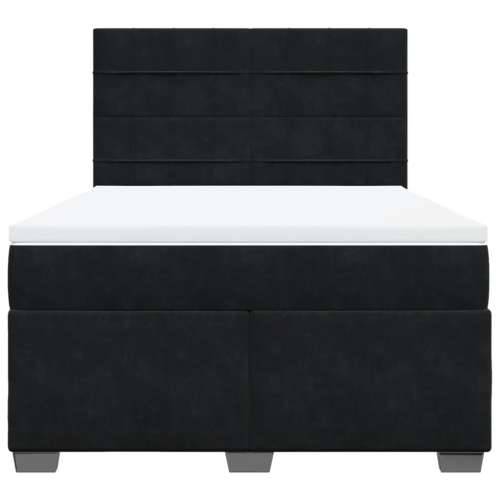 Krevet s oprugama i madracem crni 140 x 190 cm baršunasti - Crna 140 x 190 cm Blok s kvadratima Cijena