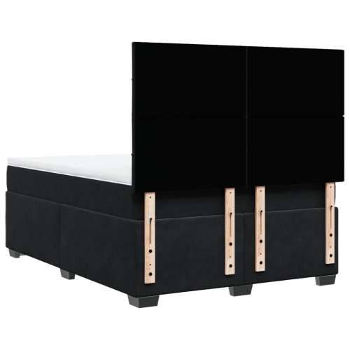 Krevet s oprugama i madracem crni 140 x 190 cm baršunasti - Crna 140 x 190 cm Blok s kvadratima Cijena