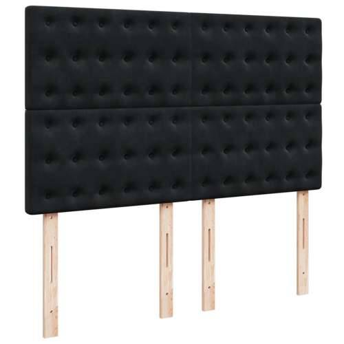 Krevet s oprugama i madracem crni 140 x 190 cm baršunasti - Crna 140 x 190 cm gumbi Cijena