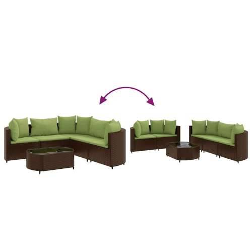 Vrtna garnitura - 6-dijelni set vrtnih sofa od poliratana s jastucima smeđi - Smeđe-zelena 6 Cijena