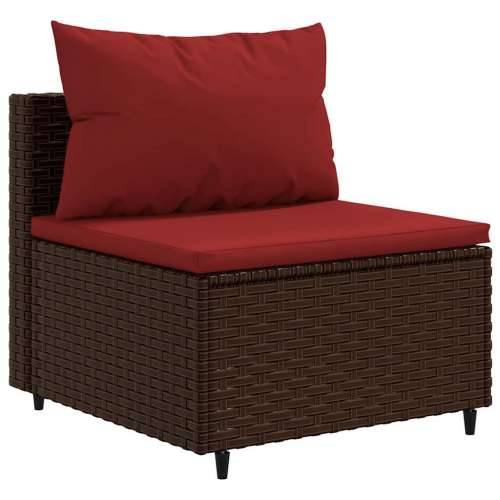 Vrtna garnitura - 9-dijelni set vrtnih sofa s jastucima poliratan smeđi - Smeđe-crvena 8 Cijena