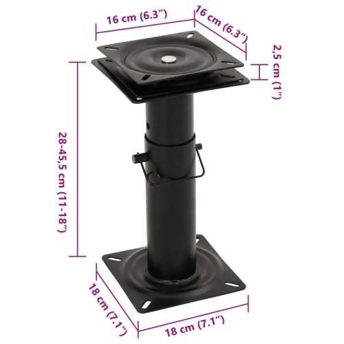 Postolje sjedala za brod s okretnim dijelom od 360° čelično - 18 x 18 x 28-45.5 cm 1 Cijena