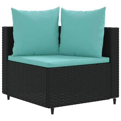 Vrtna garnitura - 4-dijelni set vrtnih sofa od poliratana s jastucima crni - Crna i plava 4 Cijena