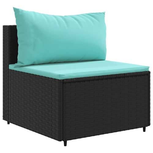 Vrtna garnitura - 4-dijelni set vrtnih sofa od poliratana s jastucima crni - Crna i plava 4 Cijena