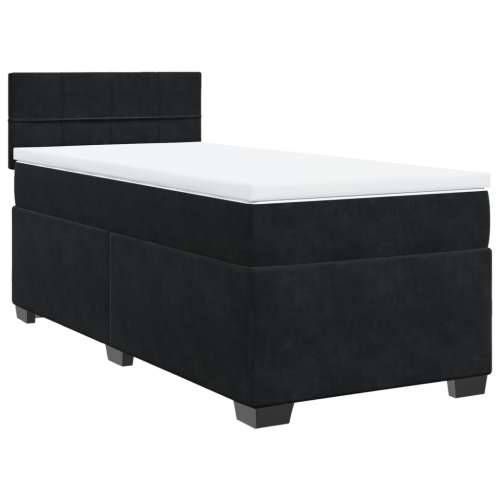 Box spring krevet s madracem crni 80 x 200 cm baršunasti - Crna 80 x 200 cm Blok s kvadratima Cijena