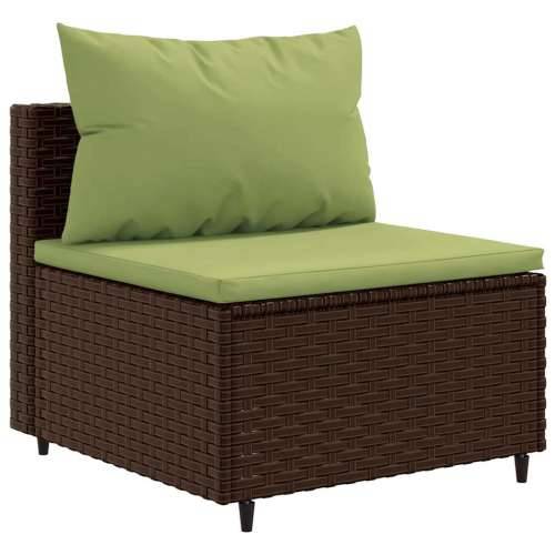 Vrtna garnitura - 4-dijelni set vrtnih sofa od poliratana s jastucima smeđi - Smeđe-zelena 4 Cijena