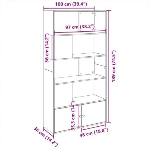 Regal za knjige crni 100x36x189 cm konstruirano drvo - Crna 1 100 cm Cijena