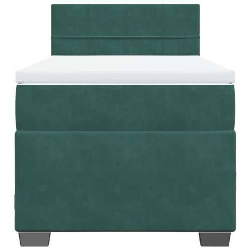 Box spring krevet s madracem tamnozeleni 90x190 cm baršunasti - Tamnozelena 90 x 190 cm Blok s kvadratima Cijena