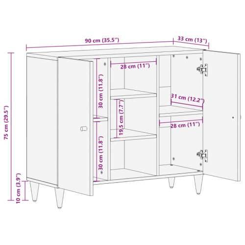 Bočni ormarić 90 x 33 x 75 cm od masivnog drva manga - boja meda 1 Cijena