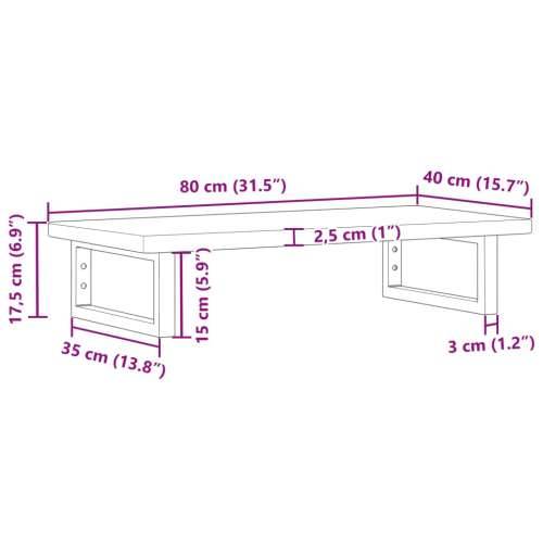 Zidna polica za Lavabo - Umivaonik od čelika i masivne hrastovine - svijetlo smeđa i crna 80 x 40 x 2.5 cm 1 Pravokutno Cijena