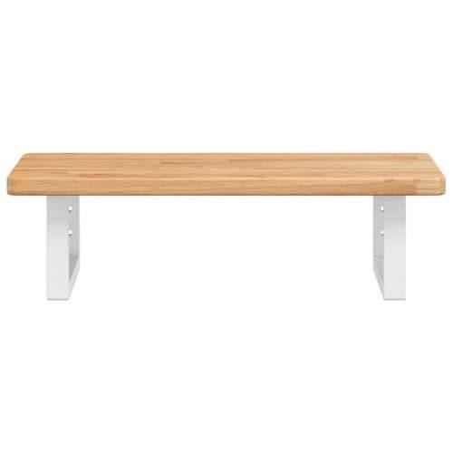 Zidna polica za Lavabo - Umivaonik od čelika i masivne hrastovine - svijetlo smeđa i bijela 60 x 40 x 2.5 cm 1 Pravokutno Cijena