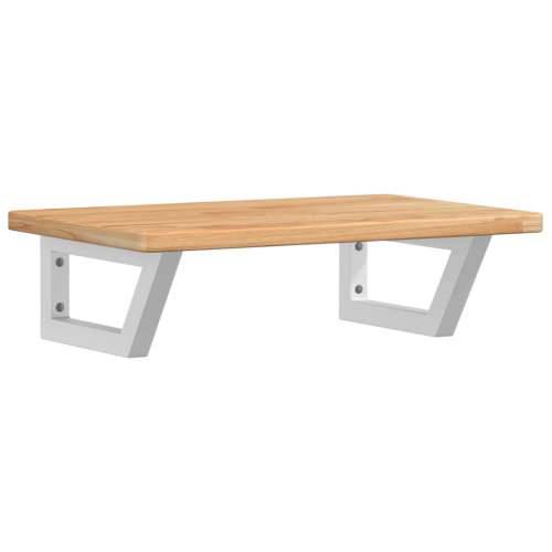 Zidna polica za Lavabo - Umivaonik od čelika i masivne hrastovine - svijetlo smeđa i bijela 60 x 40 x 2.5 cm 1 Trapez Cijena