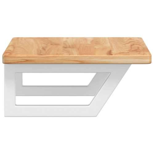 Zidna polica za Lavabo - Umivaonik od čelika i masivne hrastovine - svijetlo smeđa i bijela 60 x 40 x 2.5 cm 1 Trapez Cijena
