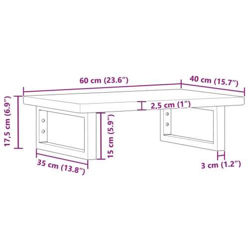 Zidna polica za Lavabo - Umivaonik od čelika i masivne hrastovine - tamno smeđa i crna 60 x 40 x 2.5 cm 1 Pravokutno Cijena